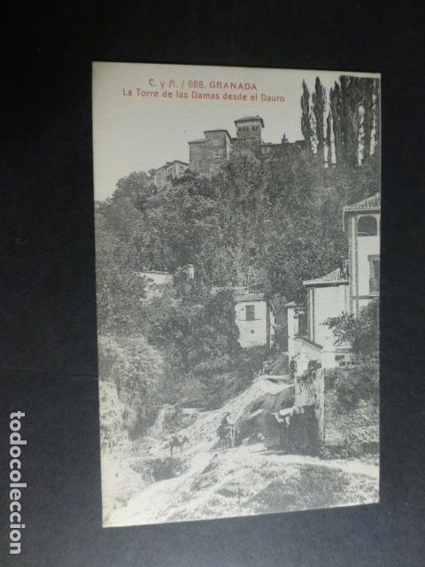 Postales: GRANADA LA TORRE DE LAS DAMAS DESDE EL DARRO - Foto 1