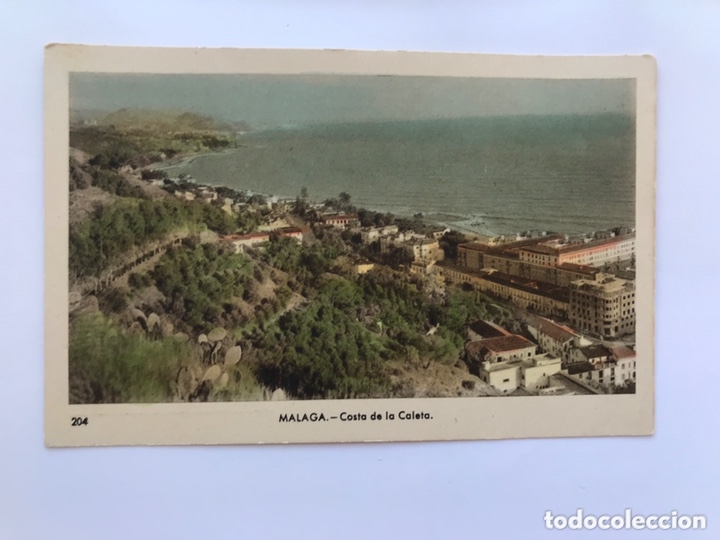 Postales: MALAGA. Postal Coloreada No.204, Costa de la Caleta. Edita: Ed. Arribas (h.1950?) NO CIRCULADA