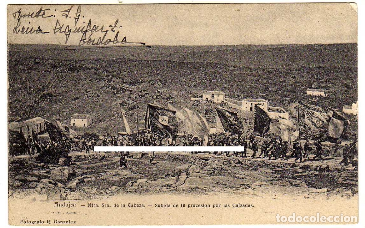 Postais: PRECIOSA POSTAL - ANDUJAR (JAEN) - NTRA. SRA. DE LA CABEZA - SUBIDA DE LA PROCESION POR LAS CALZADAS
