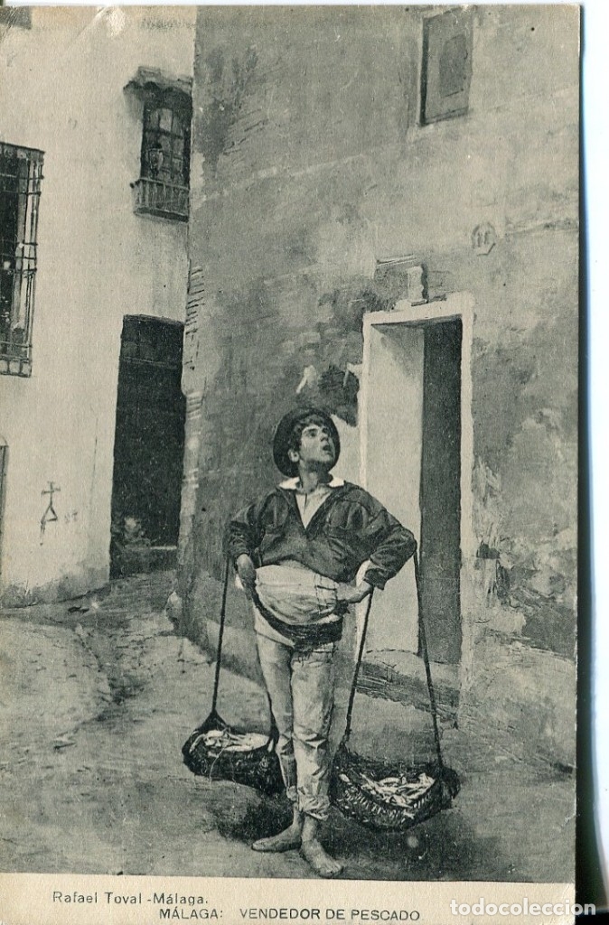Postcards: M&Aacute;LAGA-VENDEDOR DE PESCADO- TOVAL-HAUSER