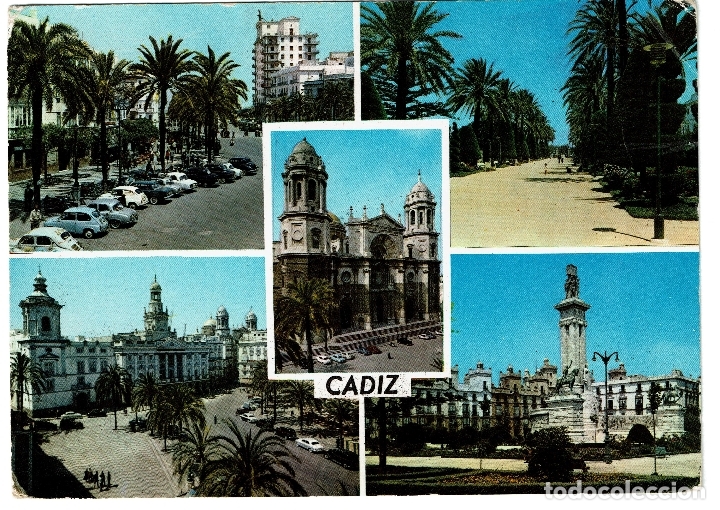 Postales: CADIZ VISTAS PARCIALES EDICIONES ARRIBAS N&ordm; 2028 - A&Ntilde;O 1963 - ESCRITA