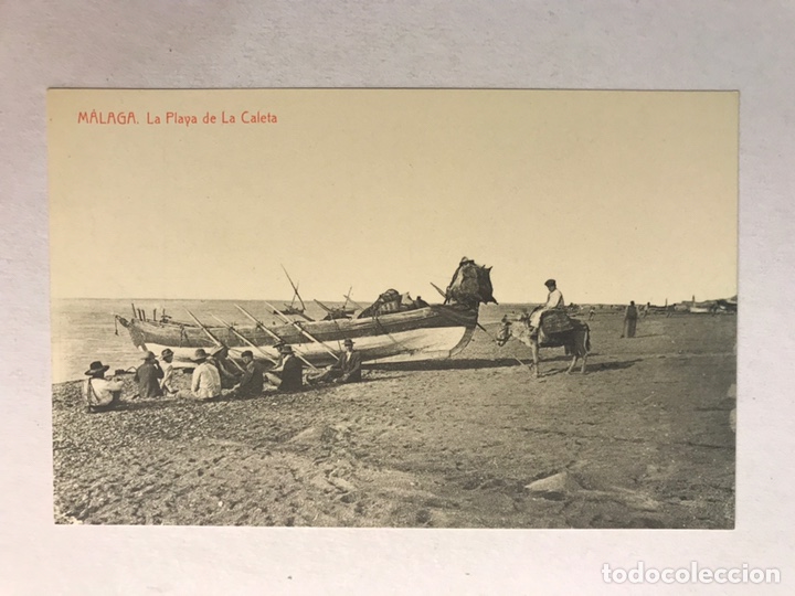 Postales: MALAGA. Postal.Animada, La Playa de la Caleta Edita: Fototipia THOMAS 2614 (h.1920?) Sin Circular