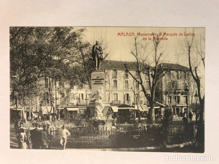 Postales: MALAGA. Postal Animada, Monumento al Marques de Larios en la Alameda (h.1920?)