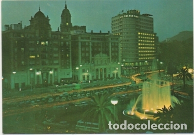 Postales: POSTAL DE MALAGA. PZA. DE QUEIPO DE LLANO Y HOTEL MALAGA PALACIO N&ordm; 1493 P-ANMA-1017