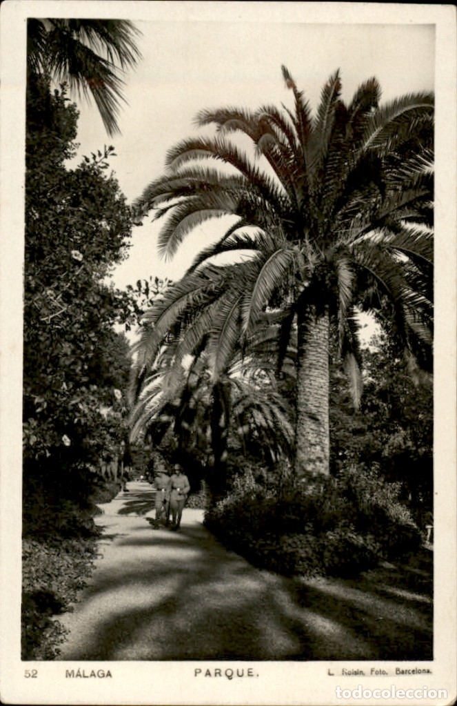 Postales: Malaga. Parque &ndash; Soldados &ndash; L. Roisin