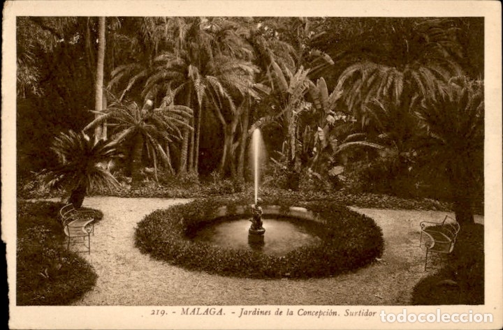 Postales: Malaga. Jardines de la Concepci&oacute;n &ndash; Surtidor . L. Roisin