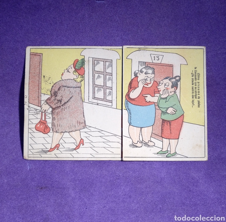 Postales: Postal desplegable con chiste. Circulada