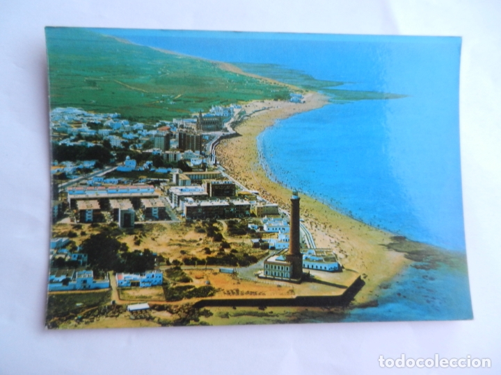 Postales: POSTAL CHIPIONA-C&Aacute;DIZ - VISTA A&Eacute;REA - CIRCULADA.