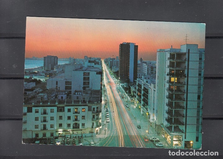 Postales: 62 - CADIZ. AVENIDAS. NOCTURNA