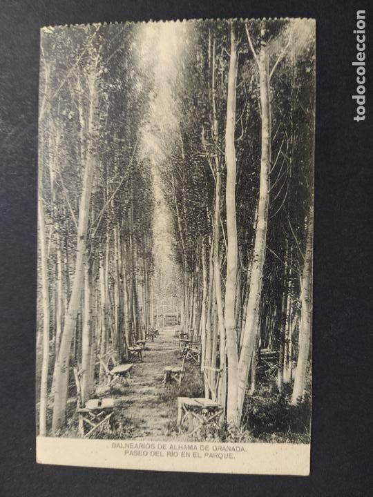 Postales: BALNEARIOS DE ALHAMA DE GRANADA-PASEO DEL RIO EN EL PARQUE-HAUSER Y MENET-POSTAL ANTIGUA-(64.410)
