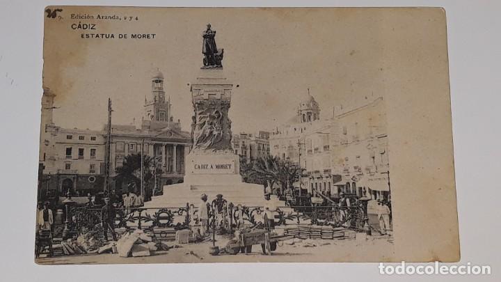 Postales: ANTIGUA POSTAL N&ordm; 9 DE CADIZ - ESTATUA DE MORET - ARANDA A&Ntilde;OS 10
