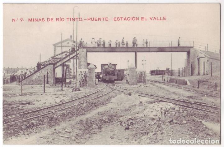 Postales: Minas de R&iacute;o Tinto (Huelva): Puente. Estaci&oacute;n El Valle. Papeler&iacute;a Inglesa. No circulada (A&ntilde;os 10)
