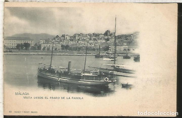 Postales: MALAGA VISTA DESDE EL PASEO DE LA FAROLA DORSO SIN DIVIDIR