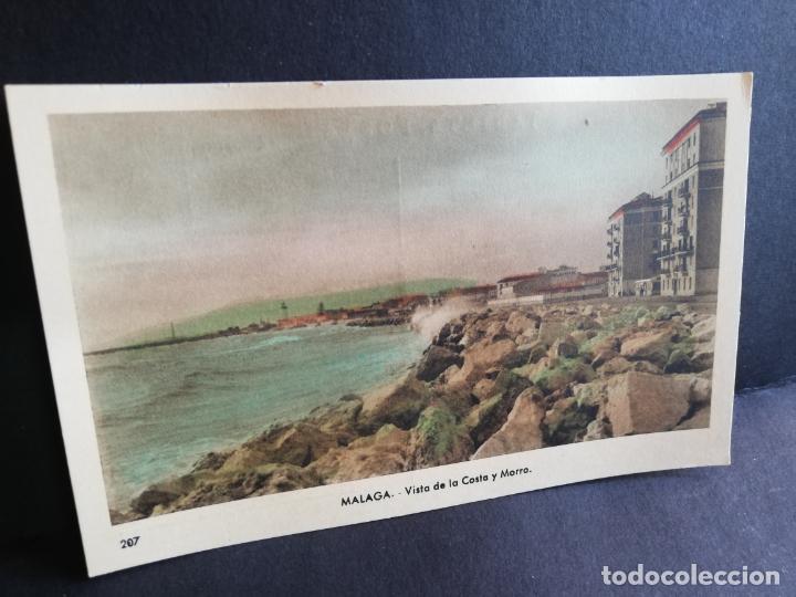 Postales: TARJETA POSTAL DE MALAGA. VISTA DE LA COSTA Y MORRO. EDICIONES ARRIBAS.