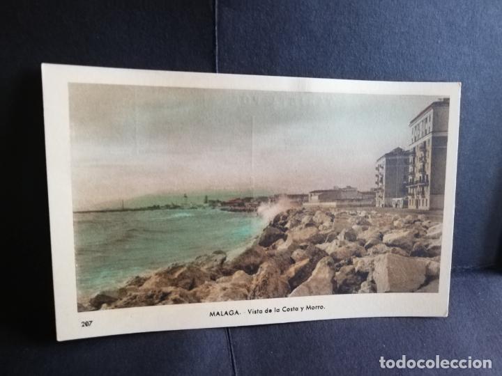 Postales: TARJETA POSTAL DE MALAGA. VISTA DE LA COSTA Y MORRO. EDICIONES ARRIBAS.