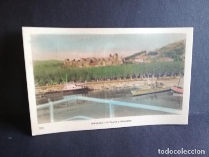 Postales: TARJETA POSTAL DE MALAGA. DETALLE DEL PUERTO Y GIBRALFARO. EDICIONES ARRIBAS.