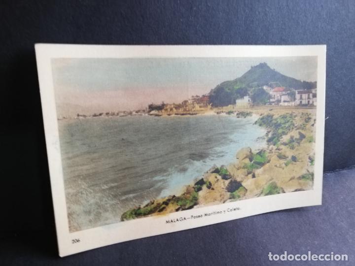 Postales: TARJETA POSTAL DE MALAGA. PASEO MARITIMO Y CALETA. EDICIONES ARRIBAS.