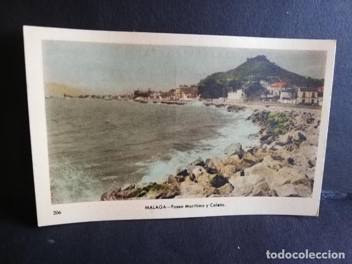 Postales: TARJETA POSTAL DE MALAGA. PASEO MARITIMO Y CALETA. EDICIONES ARRIBAS.