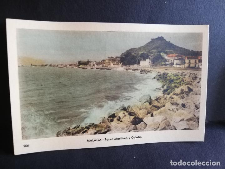 Postales: TARJETA POSTAL DE MALAGA. PASEO MARITIMO Y CALETA. EDICIONES ARRIBAS.