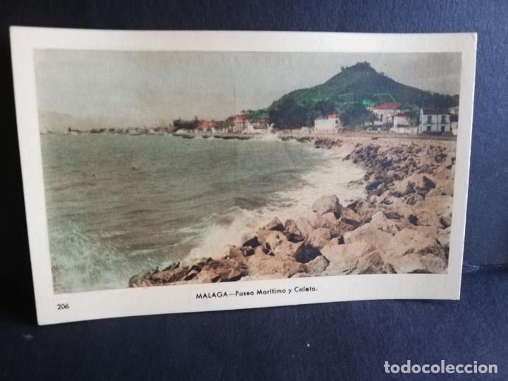Postales: TARJETA POSTAL DE MALAGA. PASEO MARITIMO Y CALETA. EDICIONES ARRIBAS.