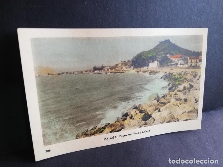 Postales: TARJETA POSTAL DE MALAGA. PASEO MARITIMO Y CALETA. EDICIONES ARRIBAS.