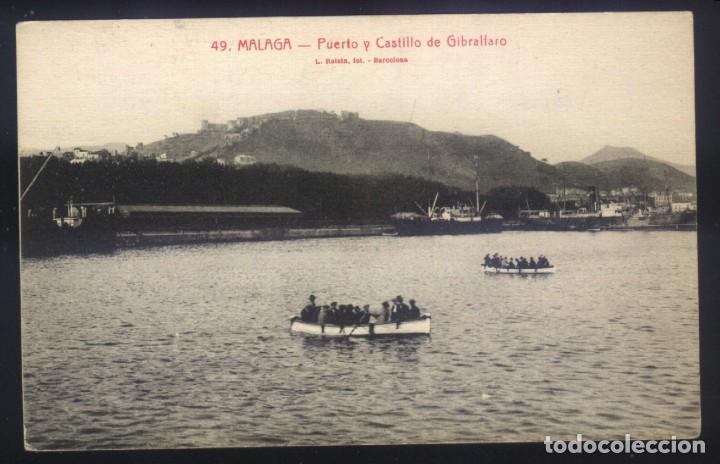 Postales: B-0051- MALAGA. PUERTO Y CASTILLO DE GIBRALFARO.