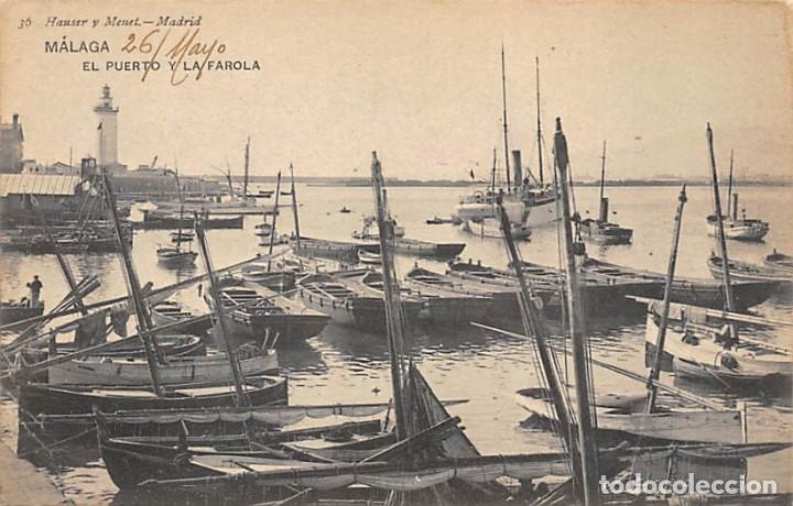 Postales: M&Aacute;LAGA.- EL PUERTO Y LA FAROLA