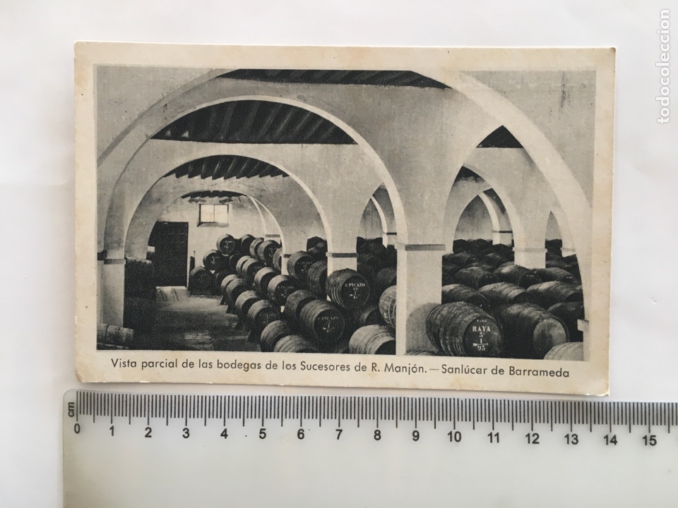 Postales: POSTAL. SANLUCAR DE BARRAMEDA. BODEGAS SUCESORES DE R. MANJON. FOT&Oacute;GRAFO?. H. 1950?.