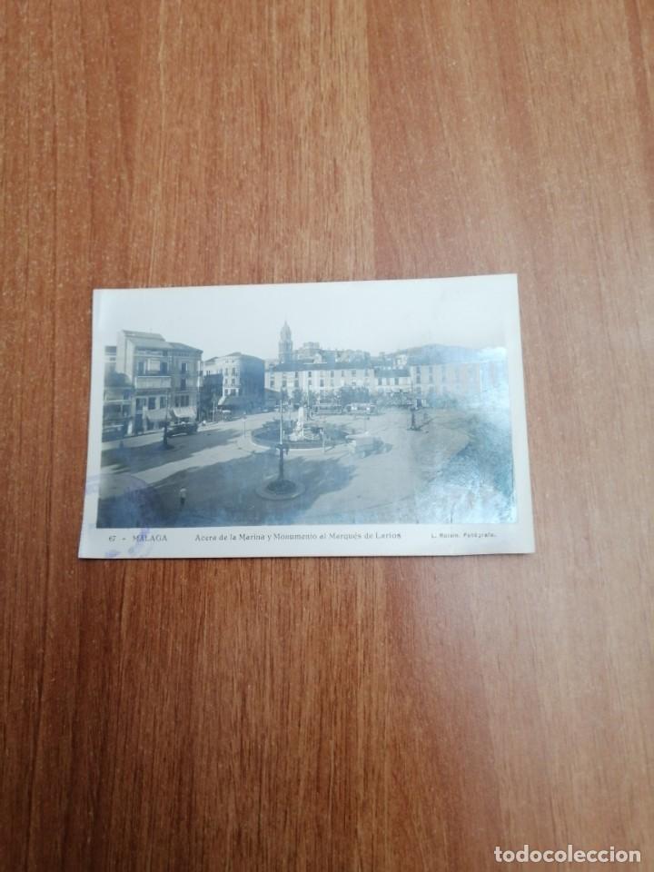 Postkarten: POSTAL MALAGA ACERA DE LA MARINA Y MONUMENTO AL MARQUES DE LARIOS SIN CIRCULAR