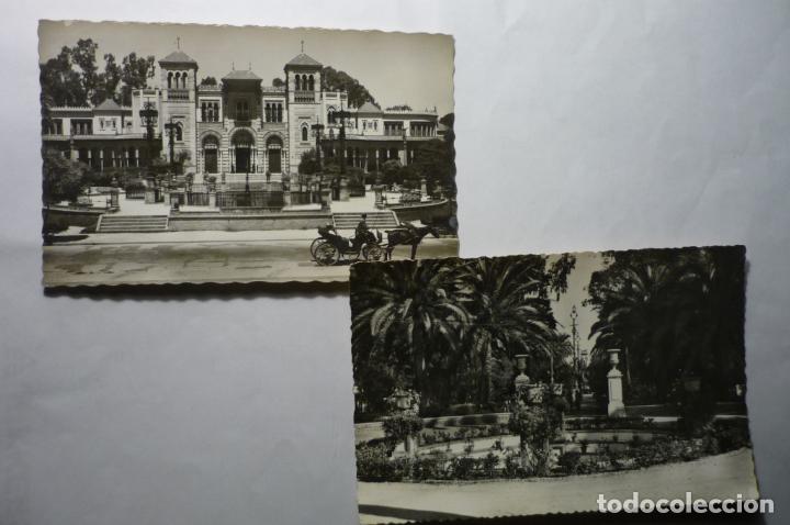 Postales: lote postales sevilla-pl.america y jardines c.rivera  1 circulada&iexcl;&iexcl;  cm