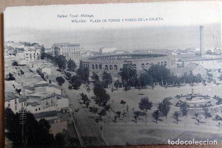 Postales: POSTAL DE MALAGA, PLAZA DE TOROS Y PASEO DE LA CALETA, RAFAEL TOVAL