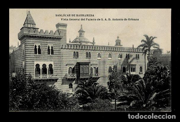 Postales: C16-12-37 SANLUCAR DE BARRAMEDA - Vista General del Palacio de S.A.D. ANTONIO DE ORLEANS Edit.  MB d