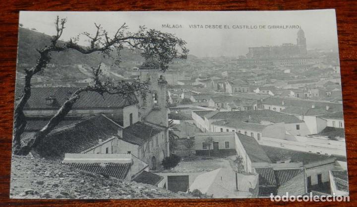 Postales: POSTAL DE MALAGA, VISTA DESDE EL CASTILLO DE GIBRALFARO, FOTOTIPIA HAUSER Y MENET, NO CIRCULADA.