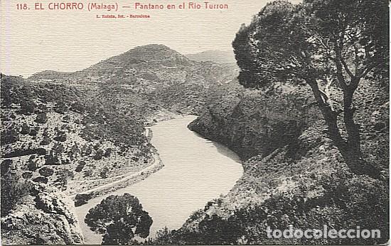 Postales: X123361 ANDALUCIA MALAGA VALLE DE GUADALHORCE MUNICIPIO ALORA EL CHORRO PANTANO EN EL RIO TURRON