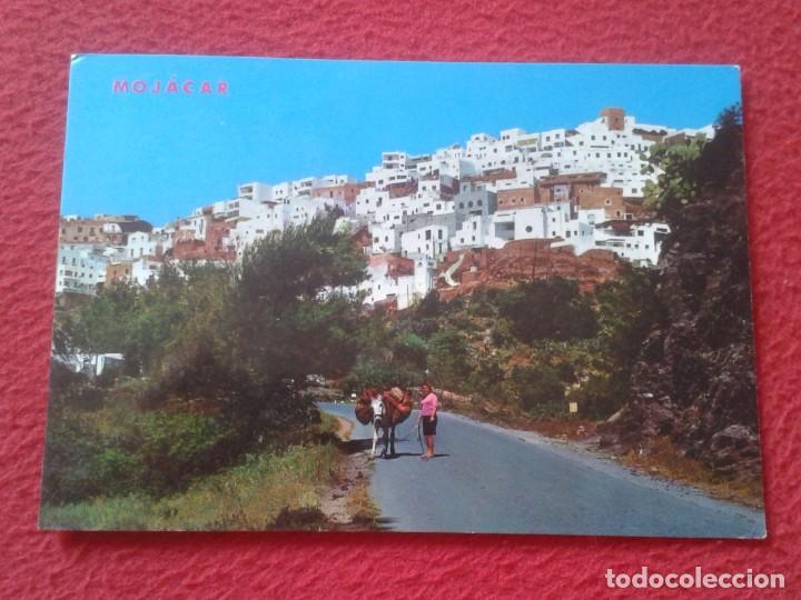 Postales: POSTAL POST CARD MOJACAR ALMER&Iacute;A VISTA GENERAL SPAIN, FLORES BARAZA, MUJER CON BURRO BURRITO....VER