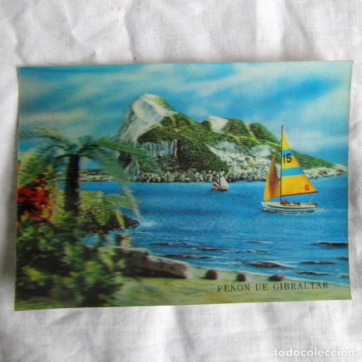 Postales: Tarjeta postal Pe&ntilde;on de Gibraltar tridimensional 1973
