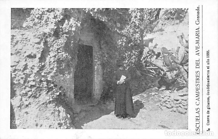 Postales: GRANADA.-ESCUELAS CAMPESTRES DEL AVE MARIA- CUEVA DE GITANOS DONDE NACIERON EN 1888