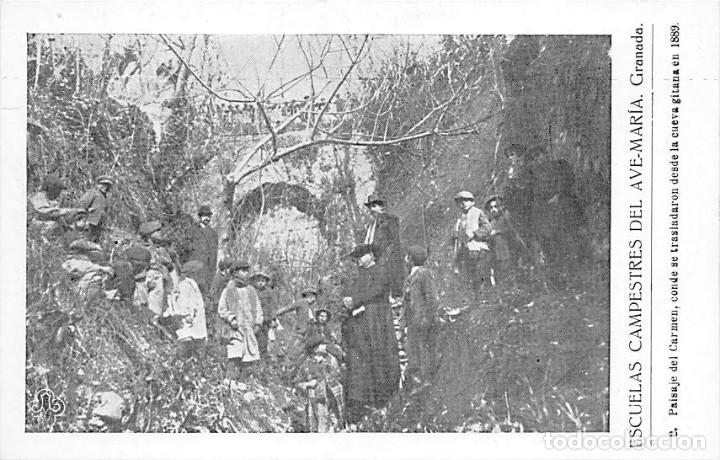 Postales: GRANADA.-ESCUELAS CAMPESTRES DEL AVE MARIA- PAISAJE DEL CARMEN DONDE SE TRASLADARON EN 1889