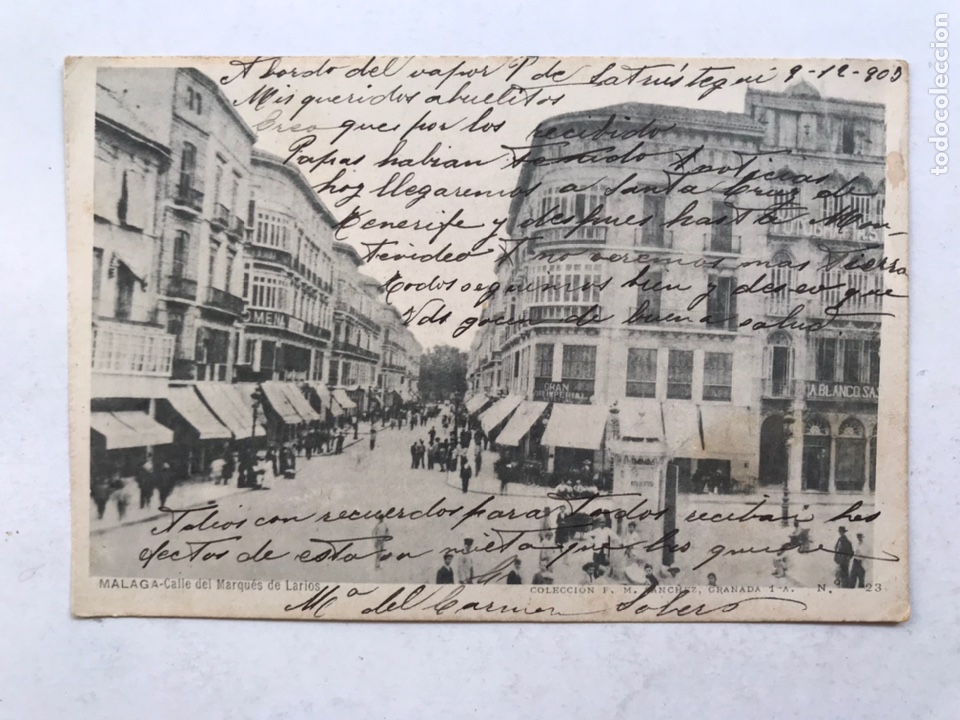 Postales: MALAGA. Postal Animada No.23, Calle del Marqu&eacute;s de Larios. Circulada (a.1905)