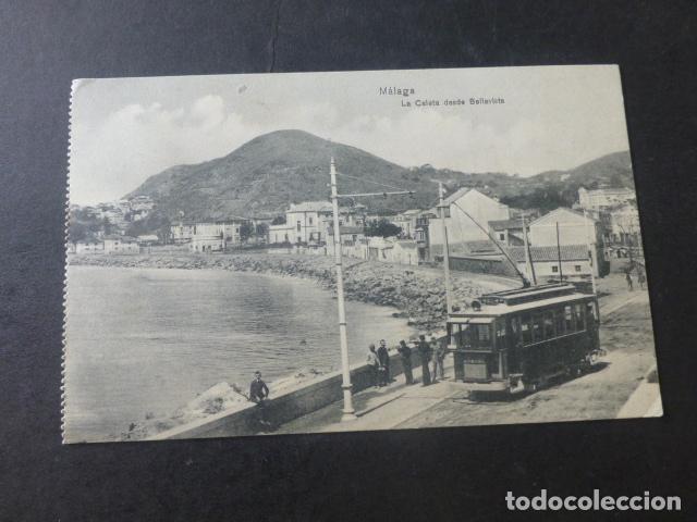 Postcards: MALAGA LA CALETA DESDE BELLAVISTA TRANVIA