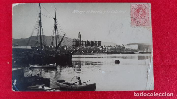 Postales: POSTAL MALAGA EL PUERTO Y LA CATEDRAL FOTOGRAFICA ORIGINAL P945