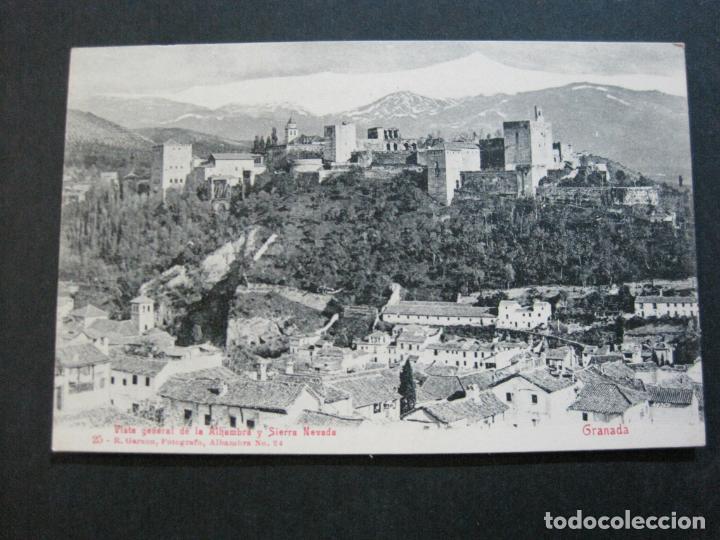 Postales: GRANADA-VISTA GENERAL DE LA ALHAMBRA Y SIERRA NEVADA-R.GARZON FOTO-POSTAL ANTIGUA-(70.952)