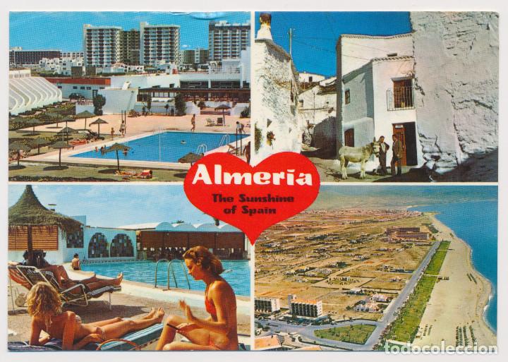 Postales: Aparthotel Acapulco, Complejo Turistico Playasol, Roquetas de Mar, Almeria. 1979. Circulada sello