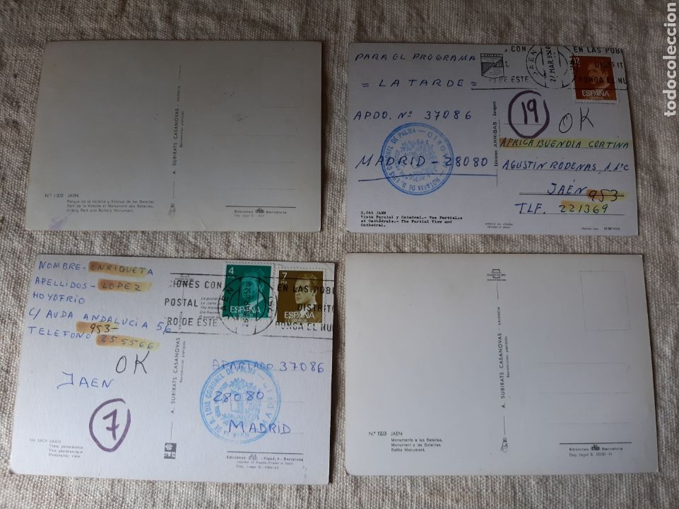 Postales: JAEN POSTALES PROGRAMA LA TARDE MADRID 1985 - Foto 2