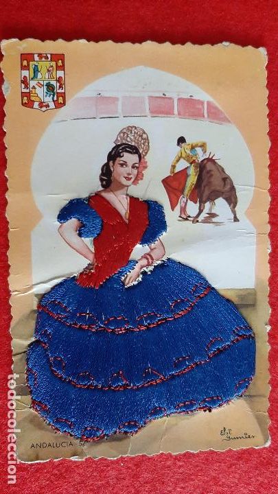 Postkarten: POSTAL BORDADA A MANO ANDALUCIA TORERO ORIGINAL , BOR101