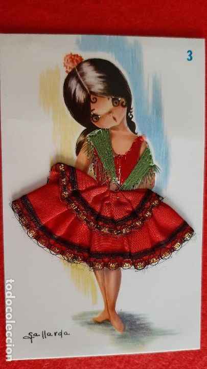 Postkarten: POSTAL BORDADA A MANO ANDALUCIA GALLARDA ORIGINAL , BOR105
