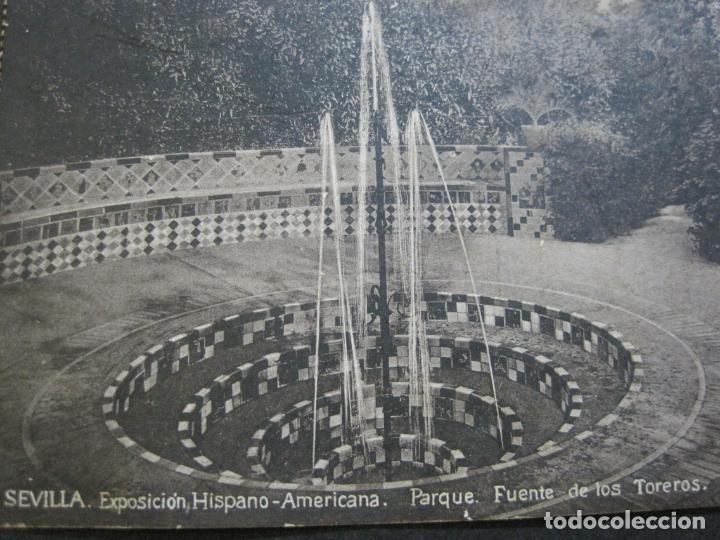 Postales: SEVILLA-EXPOSICION HISPANO AMERICANA-PARQUE-FUENTE DE LOS TOREROS-POSTAL ANTIGUA-(72.093)