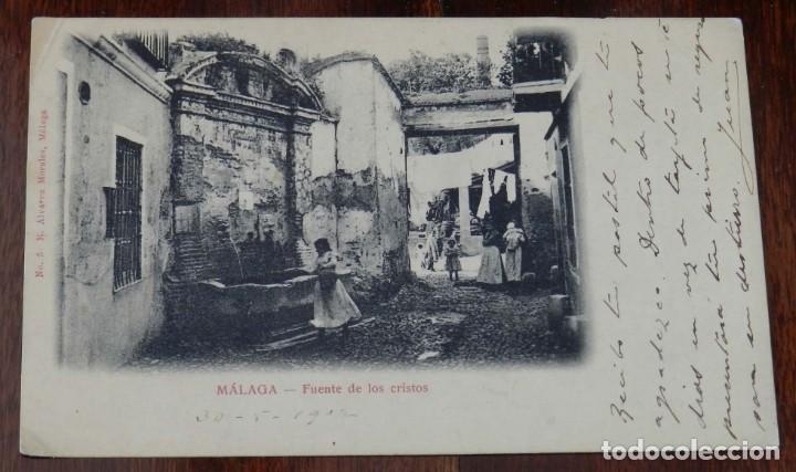 Postales: POSTAL DE M&Aacute;LAGA.- FUENTE DE LOS CRISTOS, N.5, R. ALVAREZ MORALES, CIRCULADA.