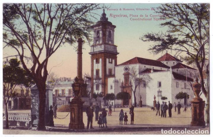 Postales: Algeciras (C&aacute;diz): Plaza de la Constituci&oacute;n. J. Ferrary & Romero / Purger. No circulada (A&ntilde;os 10)