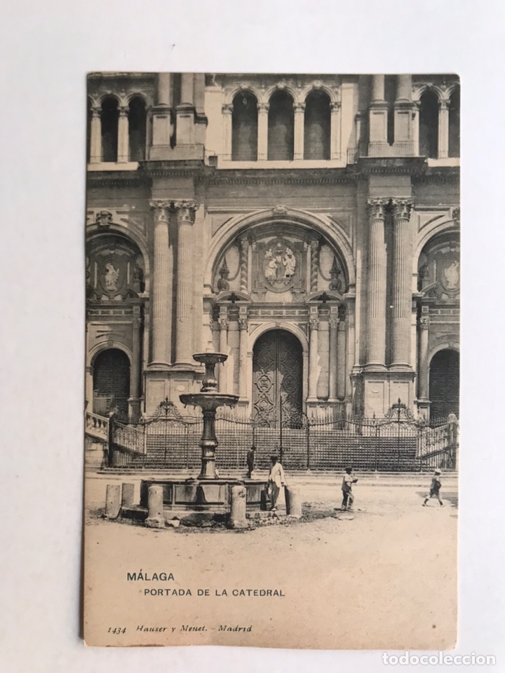 Postales: MALAGA, Postal Animada.., No. 1434, Portada de la Catedral. Fototipia Hauser y Menet (h.1910?) S/C